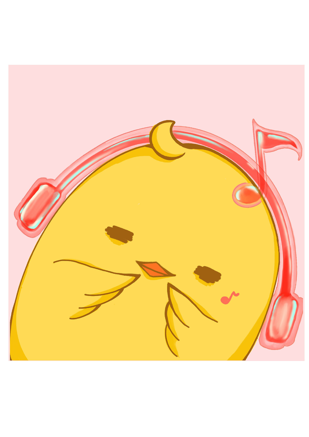 戴着耳机的小鸡
