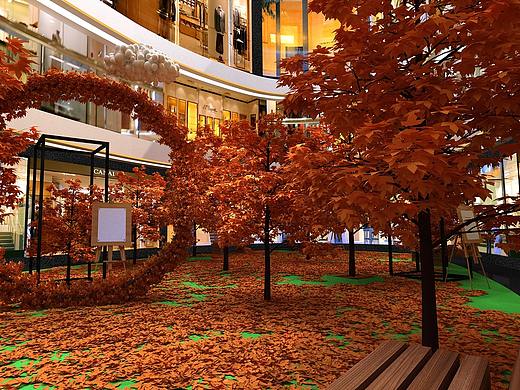 秋天枫叶主题美陈设计效果图