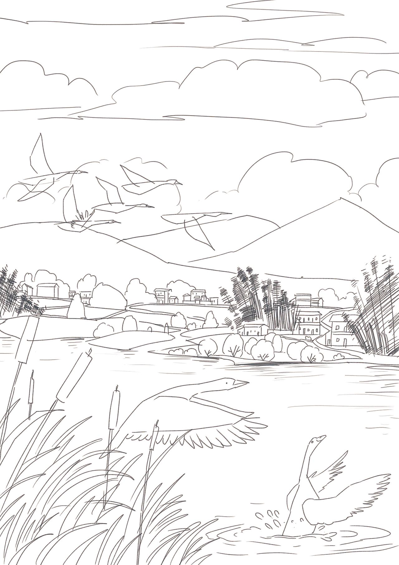 美丽乡村生态农业公园原创插画