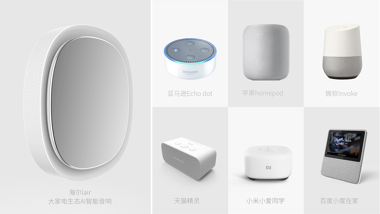 最后想说的是,未来功能单一的控制终端都会被智能音响整合,与其设计一款空气管家式空气盒子不如一步到位做个真正的全面的智能管家。跳出空气盒子领域打通海尔的所有产线智能产品的同时还要培养连接生态链上其他品牌的智能家电设备。海尔应该向AI智能终端布局,以海尔在大家电的地位,产品销量,品牌号召力与如今智能音响火爆的局面,海尔占有天时,地利,人和是海尔推一款智能音响的最佳时机。我想海尔空气管家的竞品不是其他空气盒子而应该是这些智能音响上。