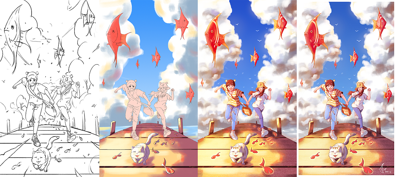 泡泡鱼系列——踏足云端（图ZMjQ0OTk1OTky） - 绘本 - 站酷设计师木希豆芽菜原创素材 - 站酷ZCOOL