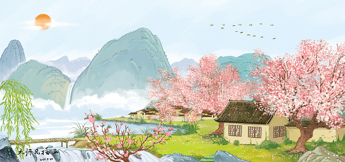 古风场景（图ZODYzNTY2NjQ=） - 商业插画 - 站酷设计师虚山原创素材 - 站酷ZCOOL