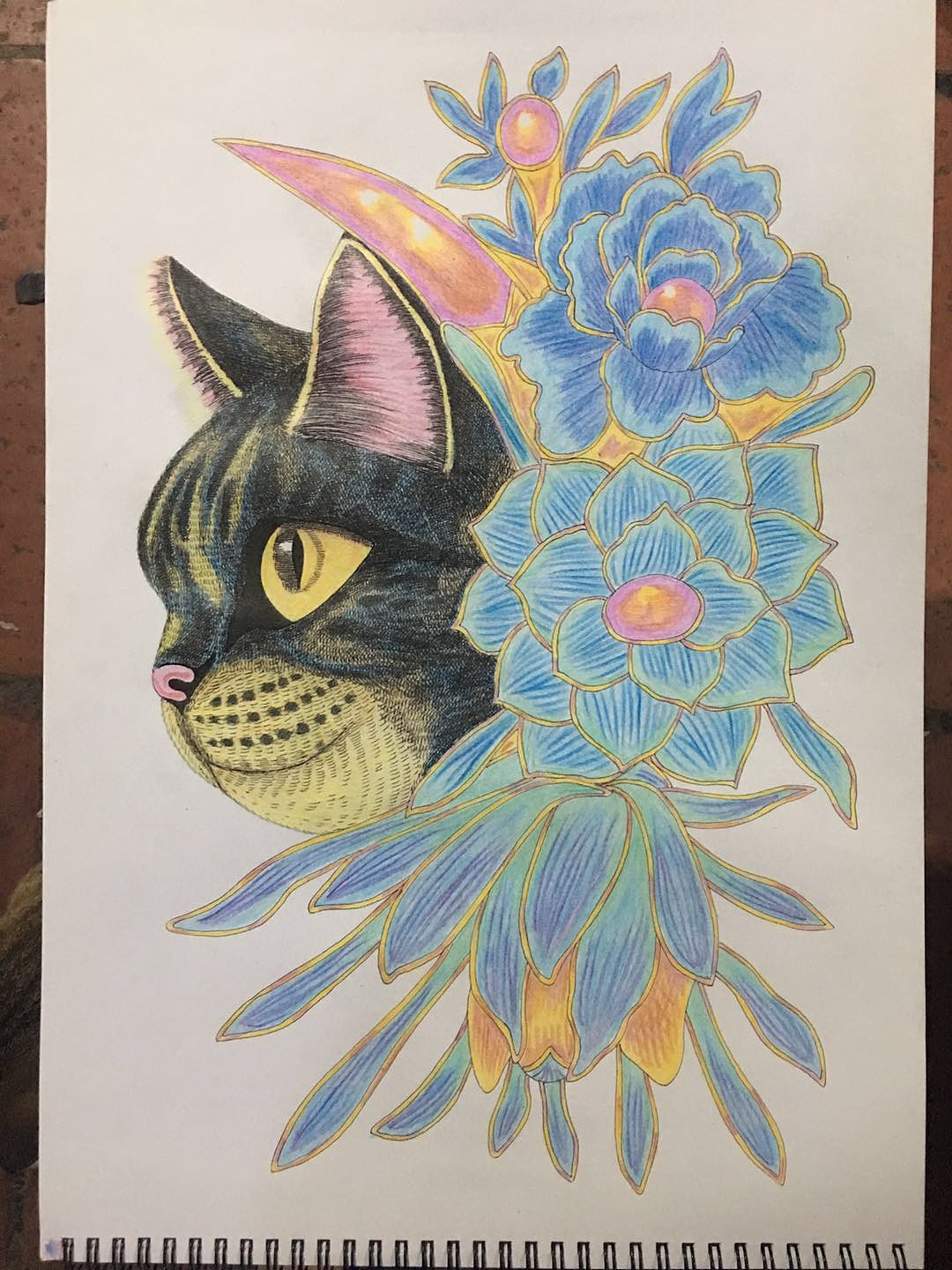 我画的【猫头与花】（图ZMjMxMzk3NDEy） - 绘画 - 站酷设计师6黄柱成9原创素材 - 站酷ZCOOL
