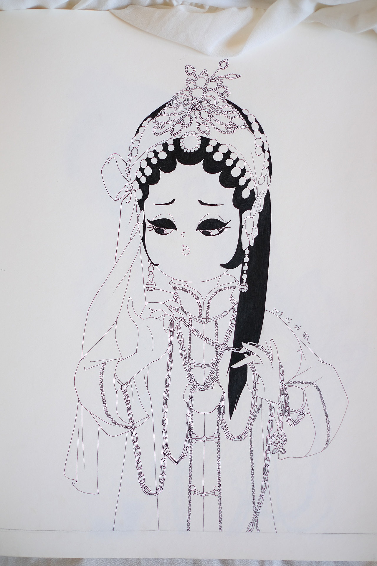 小花旦——线稿版