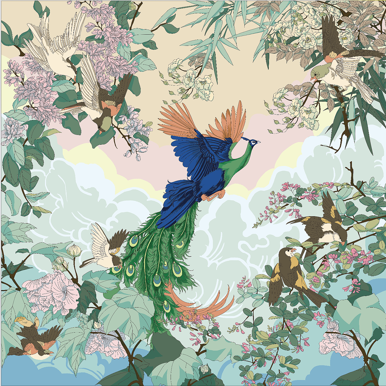 孔雀 丝巾图案绘制（图ZMTkwNDc1Mzc2） - 商业插画 - 站酷设计师Frankzou原创素材 - 站酷ZCOOL