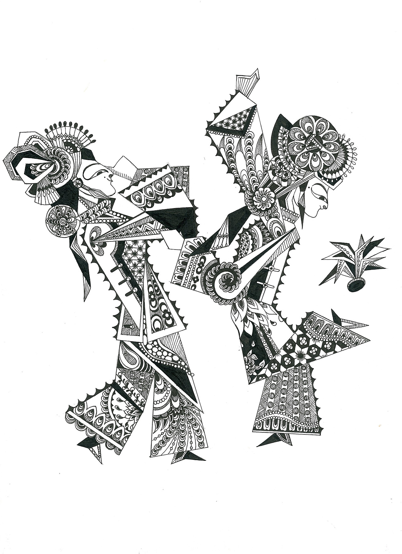 中国元素黑白图案练习