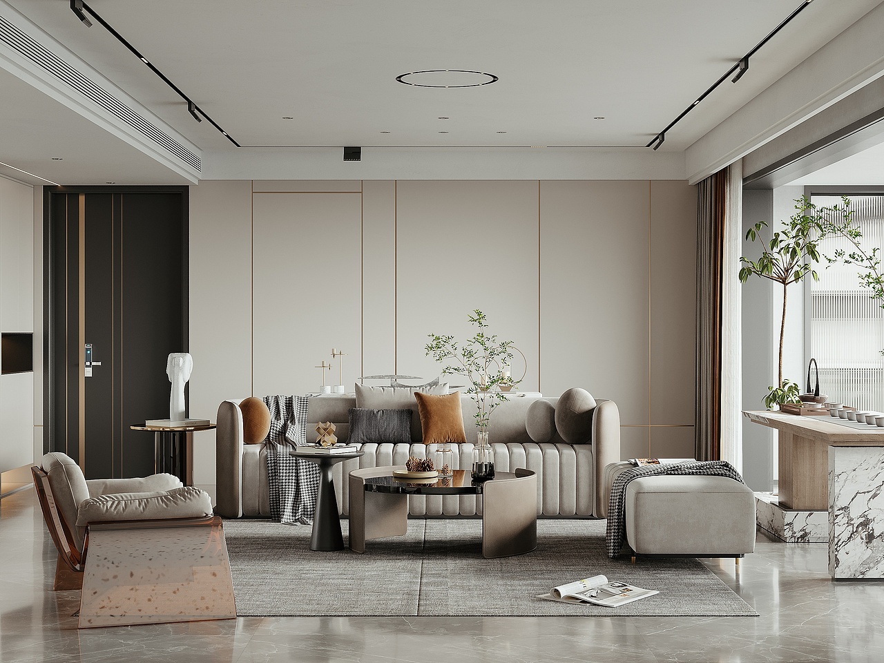 深圳装修：半山道一号，现代简约风，奶油色太高级了！