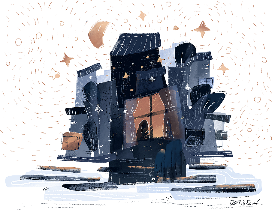 插画-讲给星星和月亮故事 一（图ZMTUxMDkyODY0） - 艺术插画 - 站酷设计师画非话原创素材 - 站酷ZCOOL