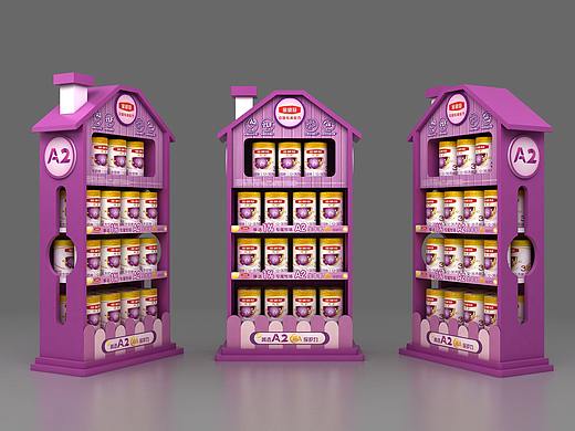 小货架 伊利奶粉 房子造型（个人主页-ZNTQ4OTg0Njg=） - 产品 - 站酷设计师星辰的海原创素材 - 站酷ZCOOL