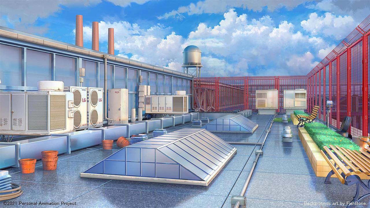 二次元日式场景-天台露台（图ZMjU2NzEwMjgw） - 游戏原画 - 站酷设计师鱼骨0原创素材 - 站酷ZCOOL