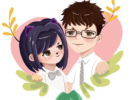偽厚涂可愛情侶頭像（個人主頁-ZNDE1NDA4NjQ=） - 創(chuàng)作習(xí)作 - 站酷設(shè)計師小栗歸蝶原創(chuàng)素材 - 站酷ZCOOL