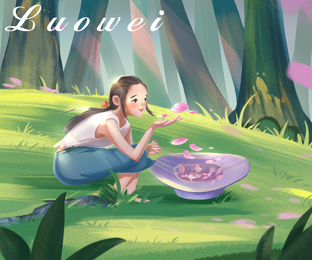 《出游》《樱花树下》（图ZMjUwOTgzODIw） - 儿童插画 - 站酷设计师Da维原创素材 - 站酷ZCOOL