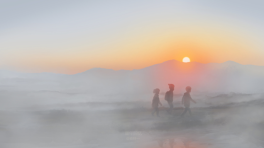 《晨雾中上学》