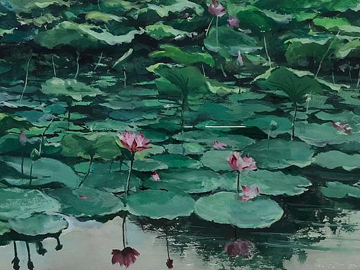水彩画 荷塘