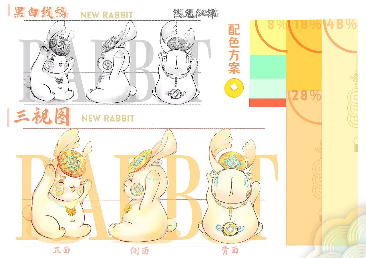 “钱兔似锦”兔年吉祥物设计（图ZMzI3MDY3NTc2） - IP形象 - 站酷设计师火乐火乐原创素材 - 站酷ZCOOL