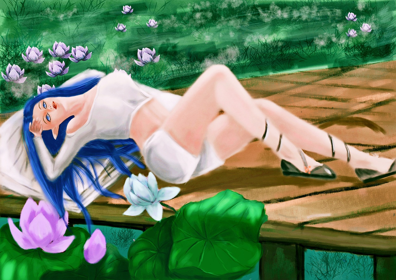 夏日荷塘娇娘|插画|艺术插画|关传米分 - 原创作品 - 站酷 (zcool)