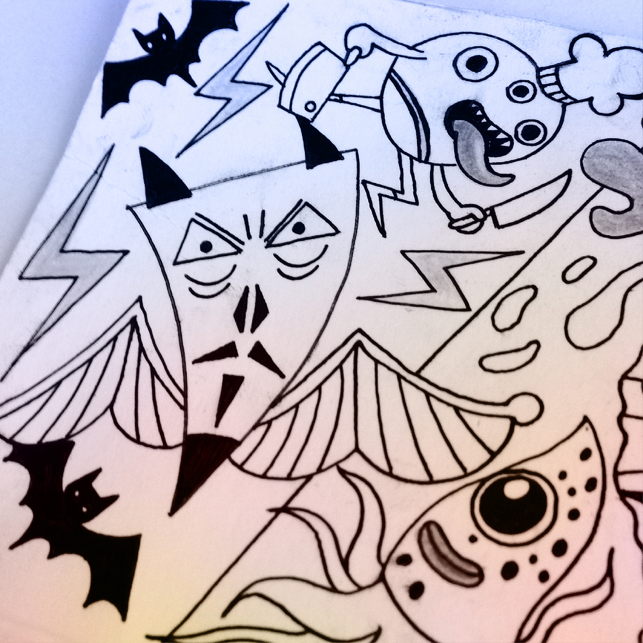 手绘涂鸦插画稿 百魔大