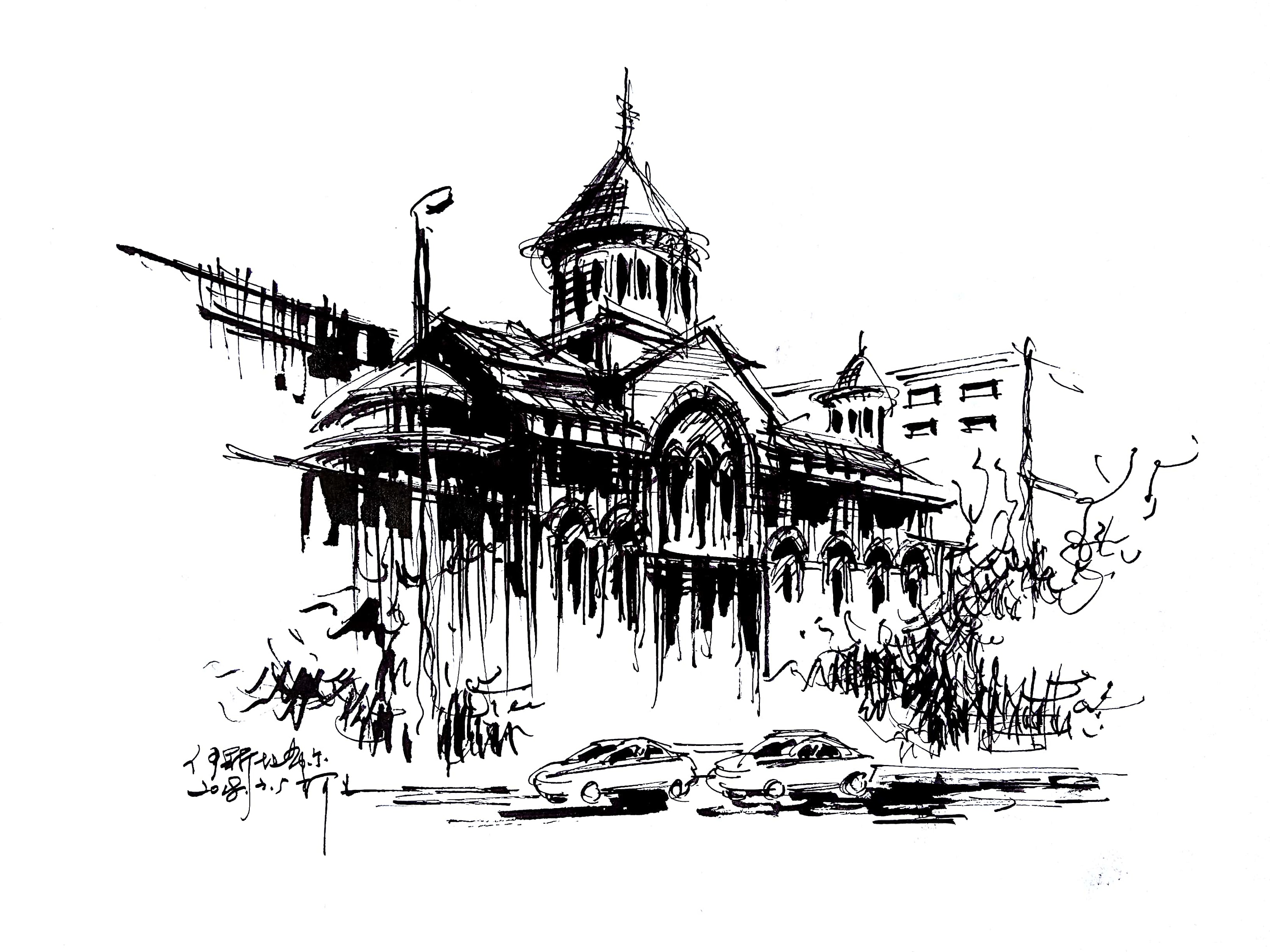 阿王速写建筑风景手绘