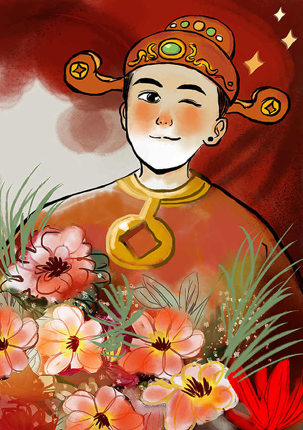财神爷送财又送花，一路花来一路发（图ZMjQzNTQzMzU2） - 创作习作 - 站酷设计师鹤清清原创素材 - 站酷ZCOOL