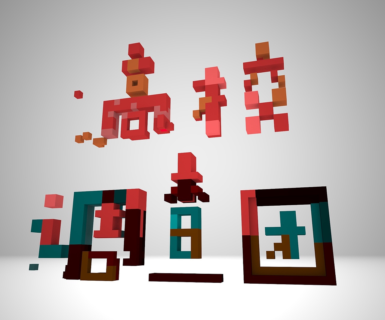 高校调查团像素风3dlogo