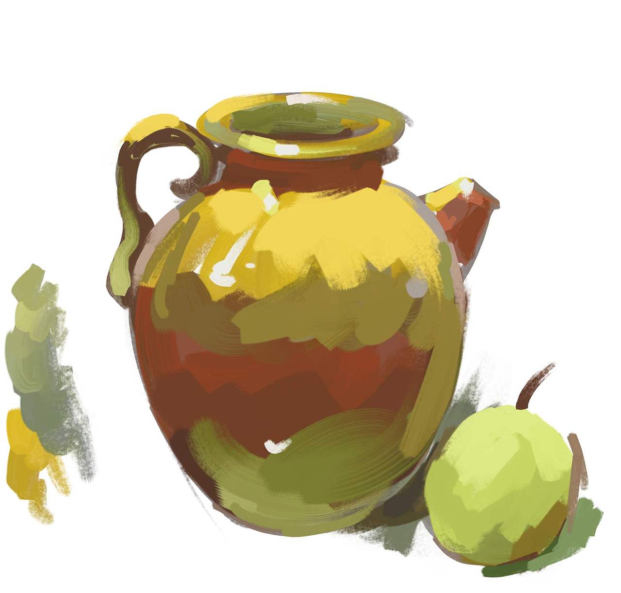 再练习画两个不同的罐子色彩