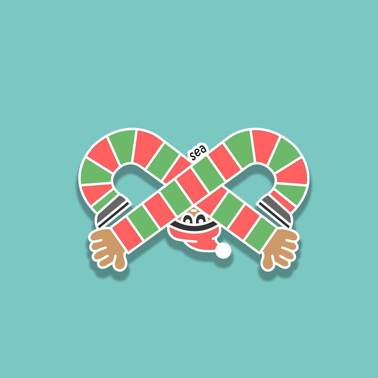 圣诞装扮的拐杖糖果人刚从马戏团里辞职