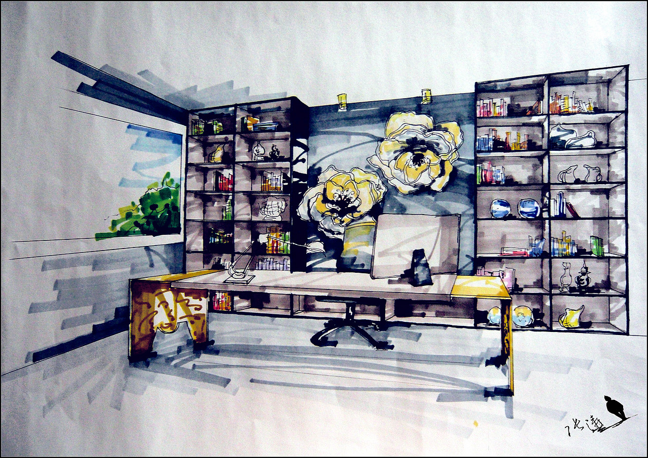 手绘室内效果图（图ZMzE2NTI4MA==） - 创作习作 - 站酷设计师鬼魅麽麽原创素材 - 站酷ZCOOL