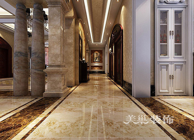 开封自建别墅600平装修新古典风格案例效果图——走廊