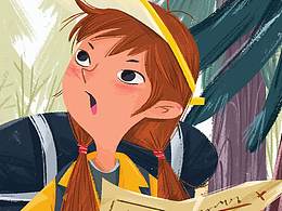 森林里探险的的小女孩