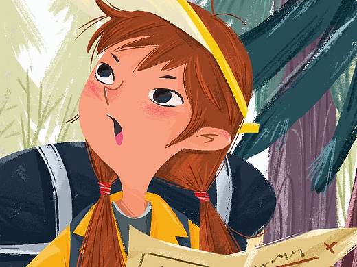 森林里探险的的小女孩