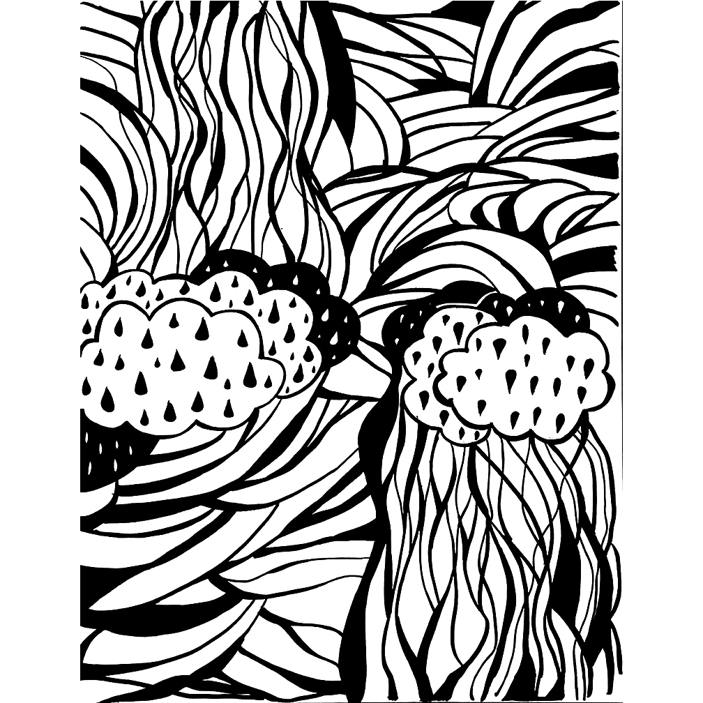 黑白线描抽象画