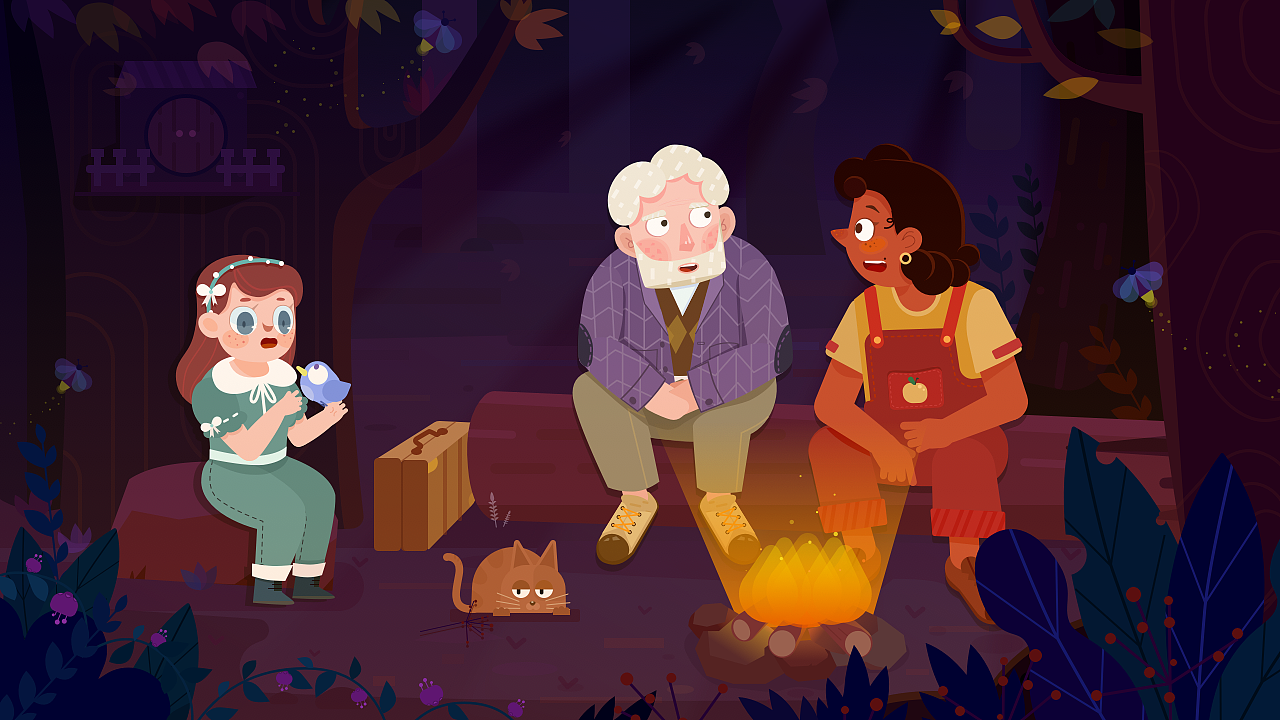 插画-森林之夜（图ZMjAzMzc1ODI4） - 创作习作 - 站酷设计师哈米瓜甜原创素材 - 站酷ZCOOL