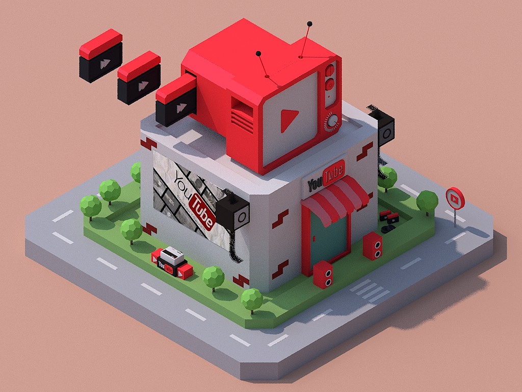 c4d卡通场景轴侧展示