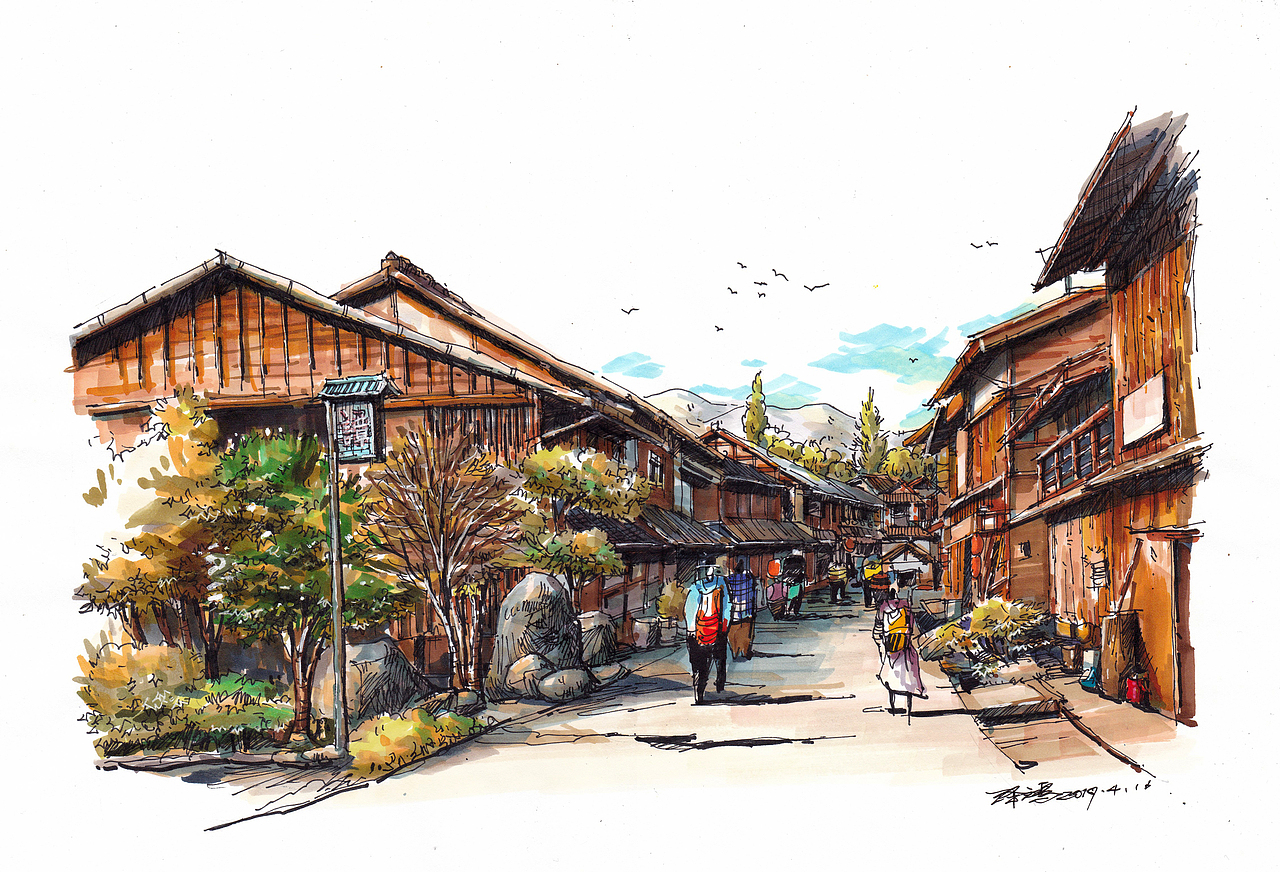 马克笔 风景速写(4)_谭泽鸿-站酷zcool