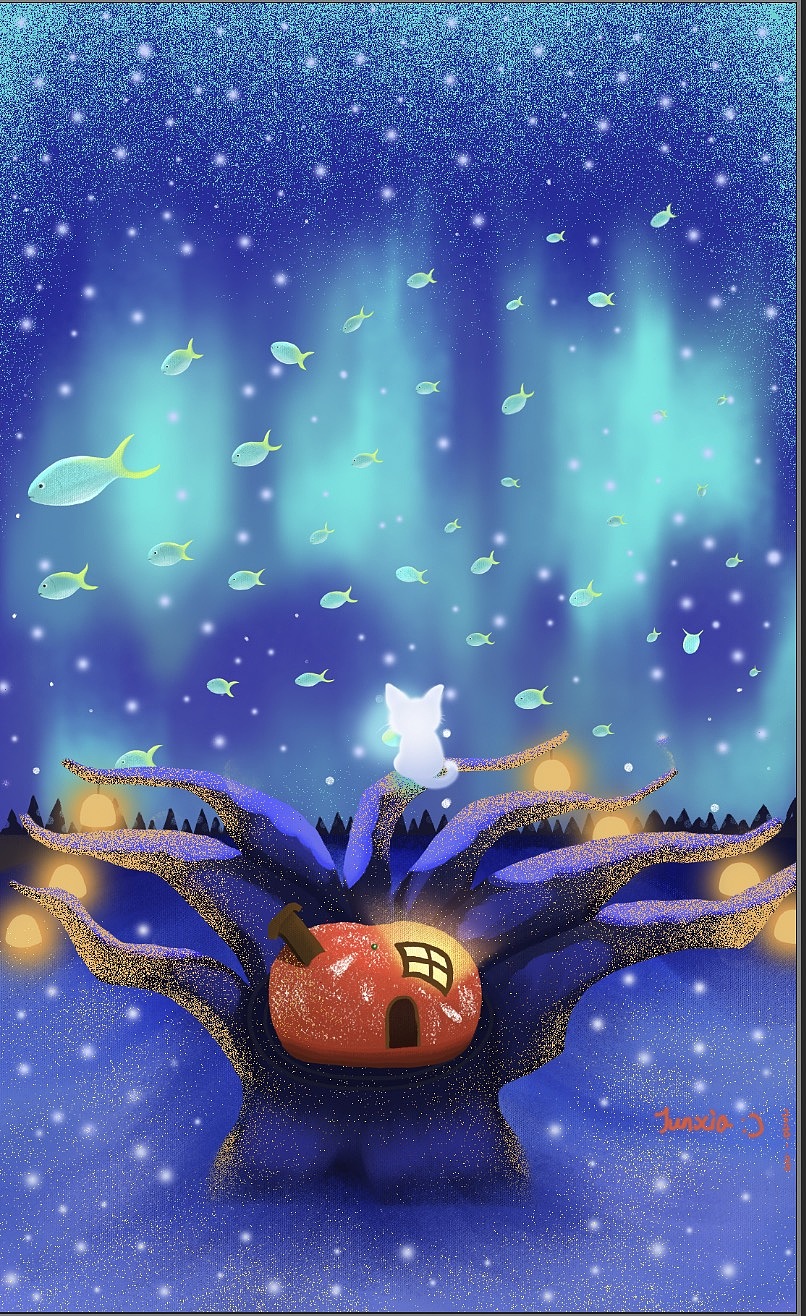 冻柿子小屋与鱼与树~