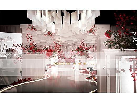 早期小预算婚礼3d设计简图 红白色婚礼