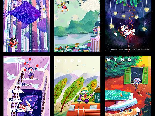 系列图《风》（个人主页-ZNTg4Mjc3MDA=） - 儿童插画 - 站酷设计师安安丁了个当原创素材 - 站酷ZCOOL