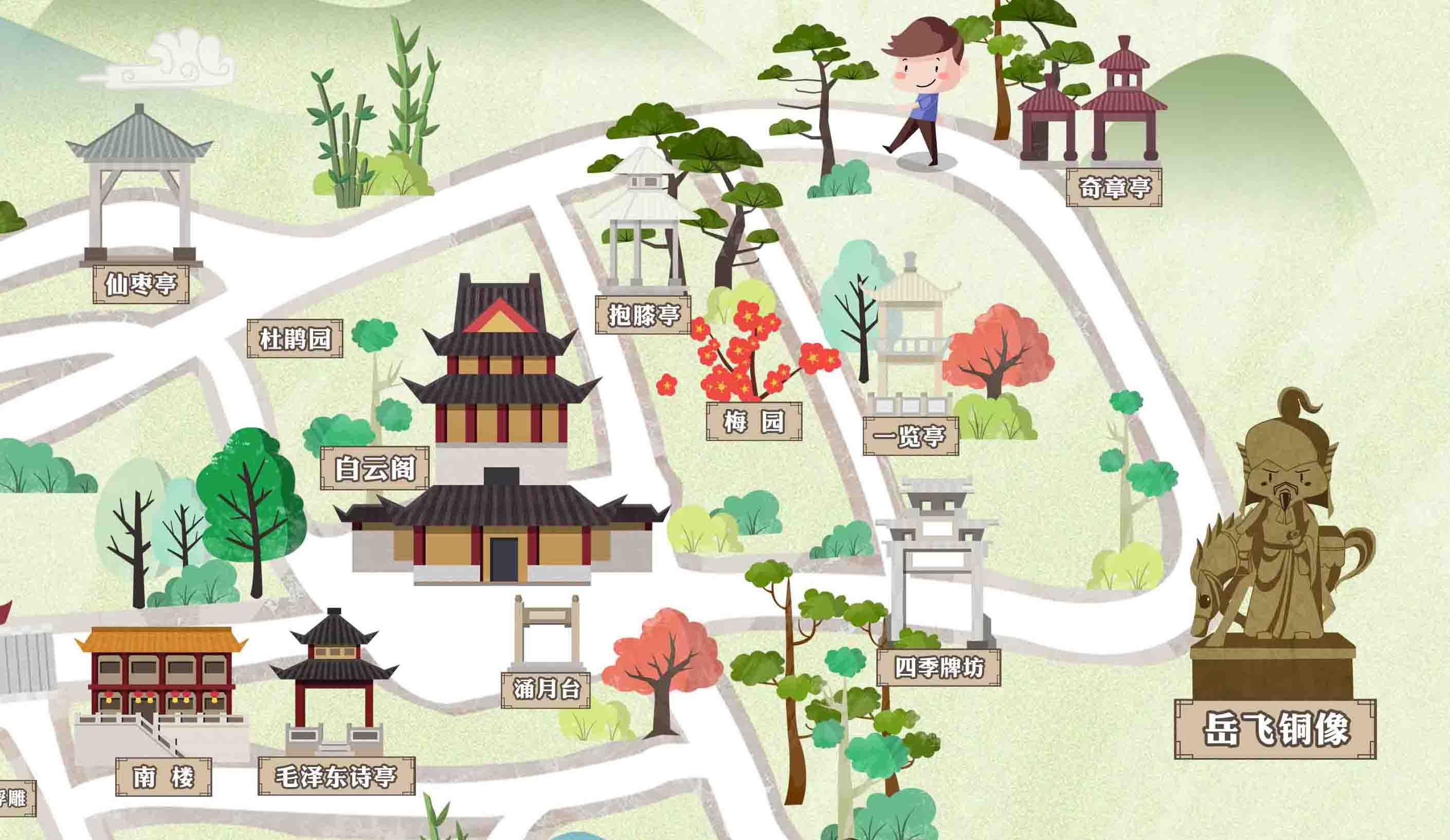 黄鹤楼手绘地图明信片