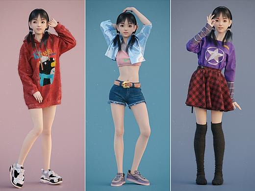 Blender双马尾小姐姐时装秀
