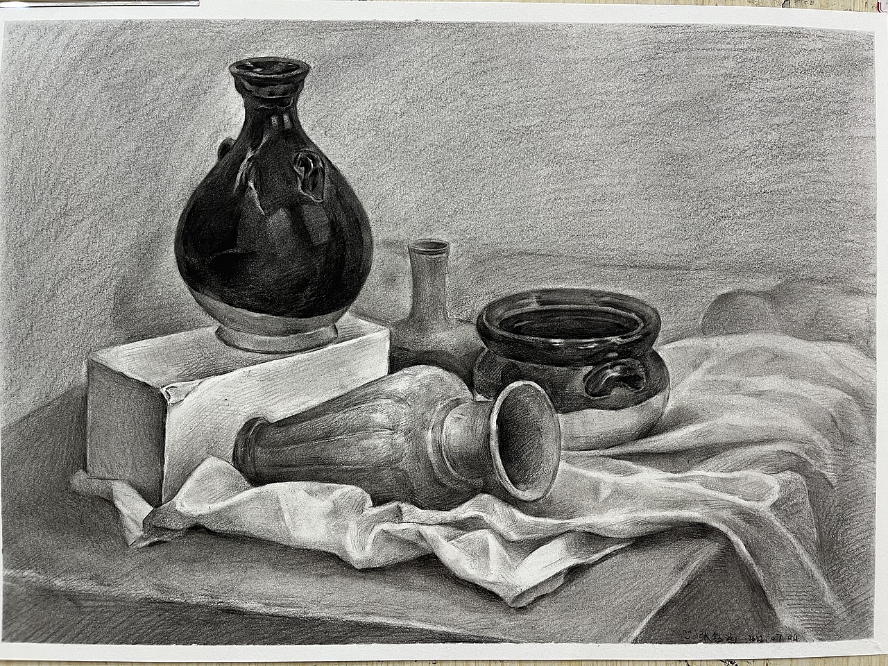 原创作品纯艺术绘画考研备考素描作品静物写生个人成长素描静物练习22