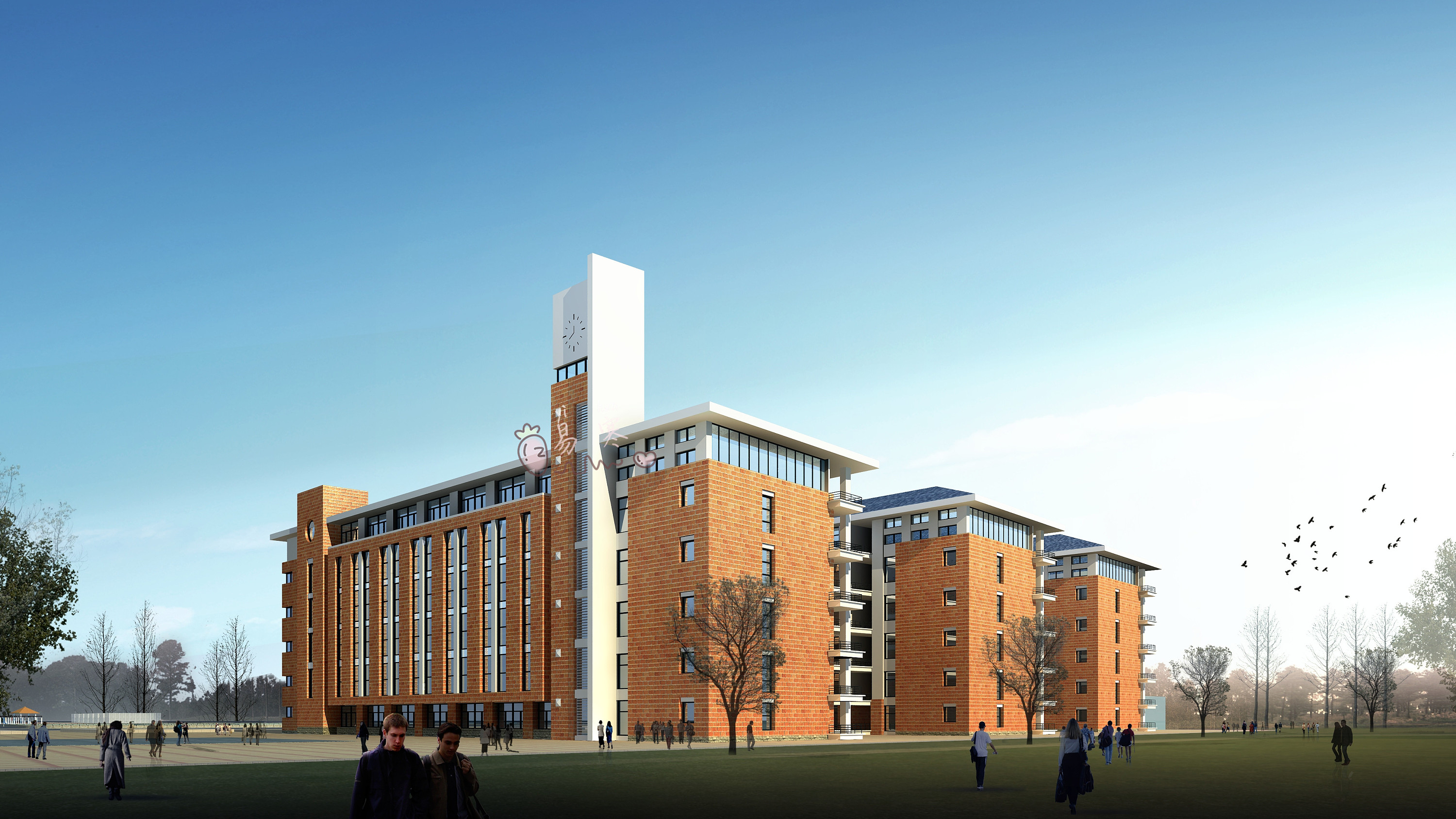 学校外观 透视 鸟瞰