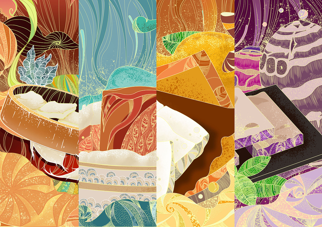 满月斋粤式糕点（图ZMjM1OTczODUy） - 商业插画 - 站酷设计师老虎嘛嘛原创素材 - 站酷ZCOOL
