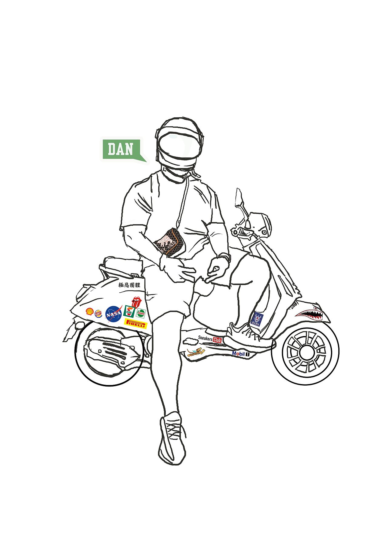 举报5分享原创作品插画新锐潮流插画vespa手绘摩托骑手旦旦工作室旦旦