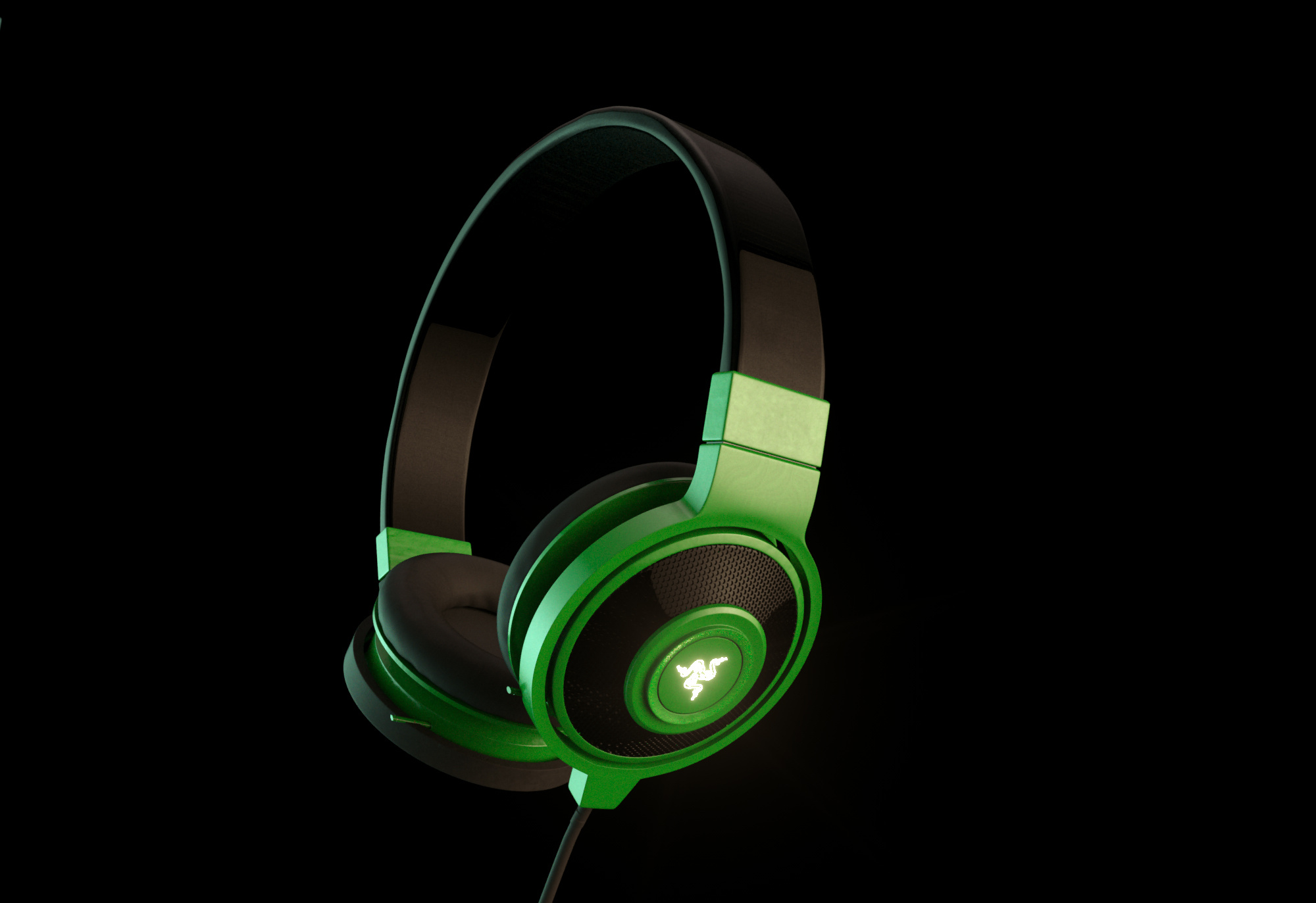 雷蛇耳机临摹渲染