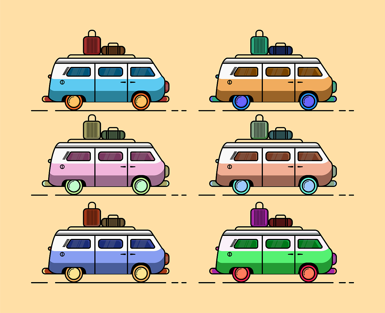 画一个心爱的面包车学习用ai制作矢量插画视频