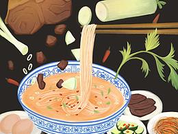 兰州牛肉面海报插画