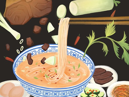 兰州牛肉面海报插画