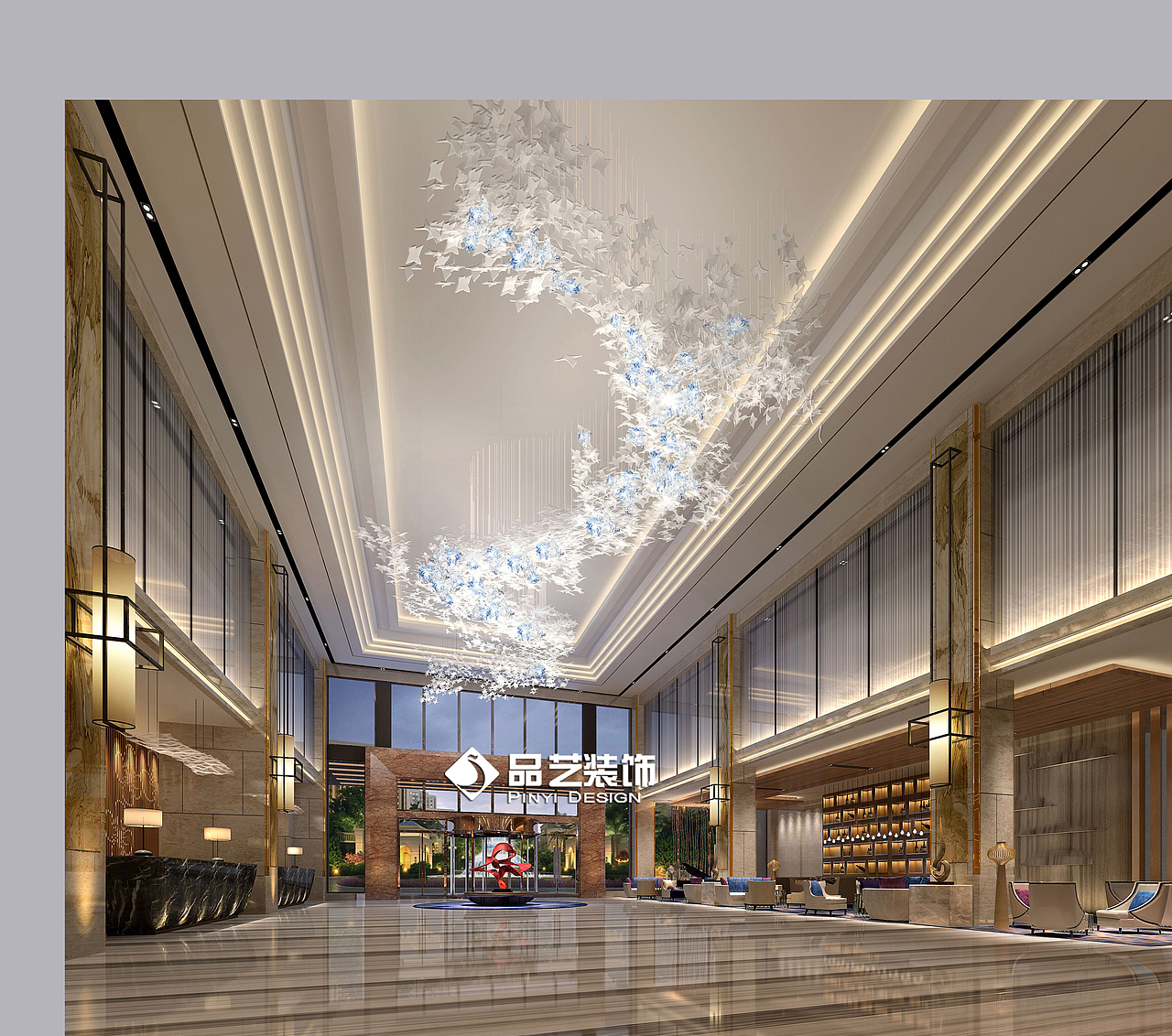 四星级简约商务酒店装修设计大堂