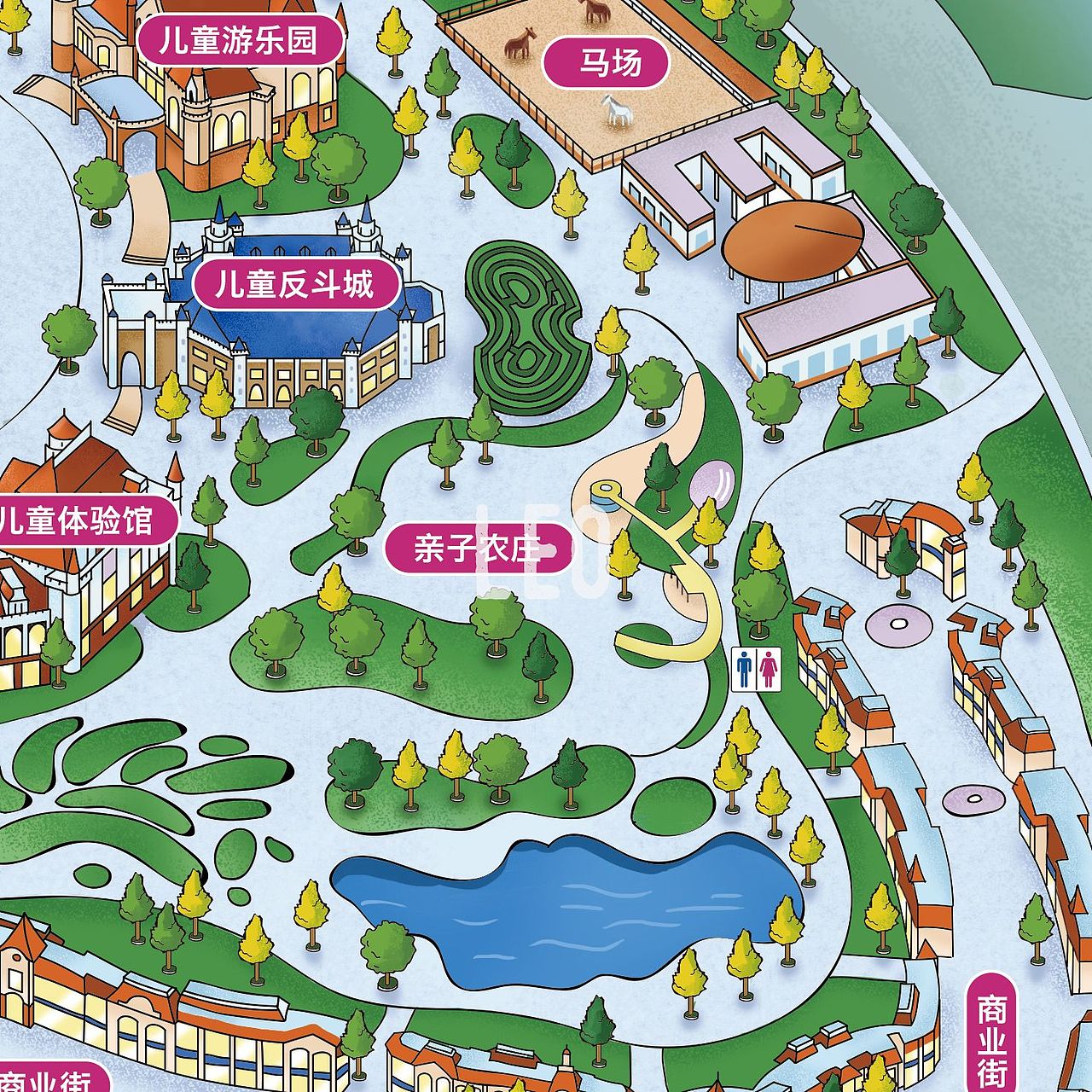 恒大丁字湾游乐场手绘地图