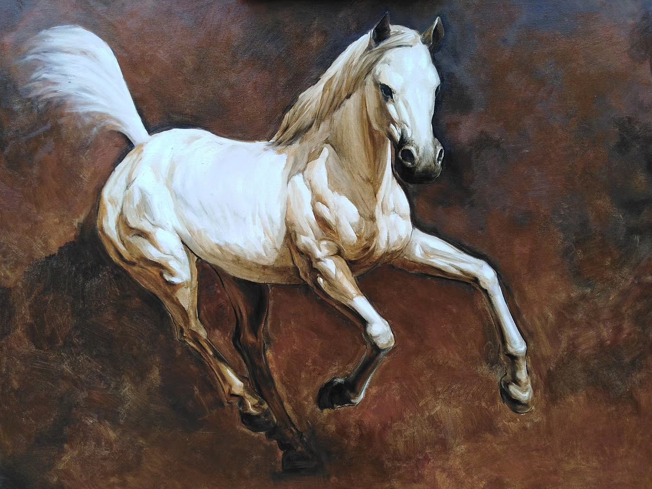 宠物画家刘诗洋画马作品欣赏